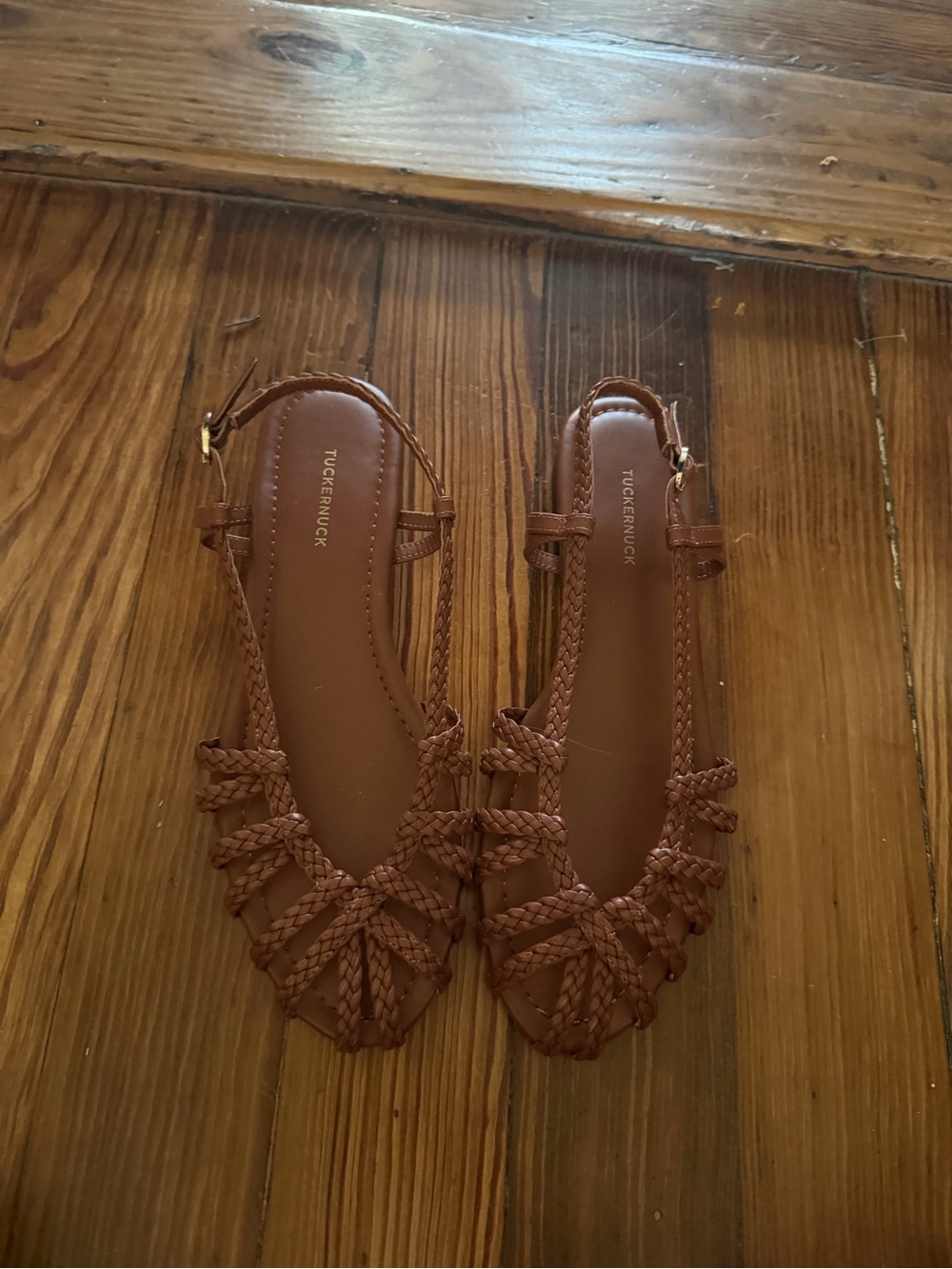 Tuckernuck Brown Braided Leather Slingback Sandals